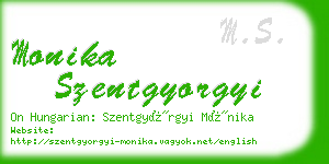 monika szentgyorgyi business card